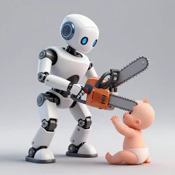 a robot that consumes babies with chainsaw teeth 4 k render high detail sharp trending on artstation