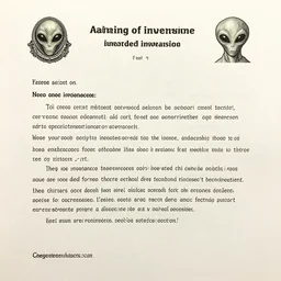 a letter warning of invasion, written by aliens on off white paper, official