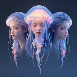 3 d face portrait of a goddess | jellyfish | by aykut aydogdu and alena aenami, octane render