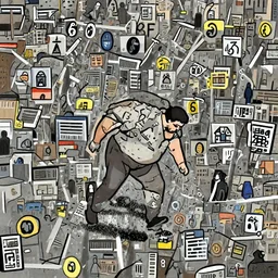 [ 1 6 k ] a fat man stomping over new york city. terrorist attack