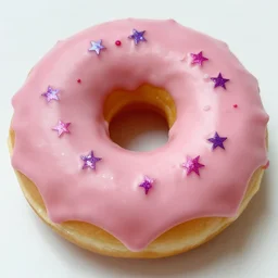 shiny dripping glazed pastel pink donut with star sparkle glitter sprinkles