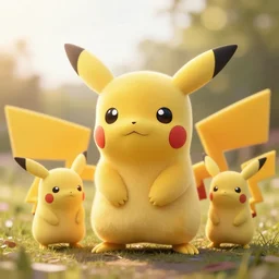 photo of real life pokemons, cute!!!, content!!!, mischievous!!!, adorable!!!, fluffy!!!, ultra realistic!!!, golden hour, sharp focus, tiny amount of chromatic aberration