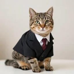 tabby cat wearing suit