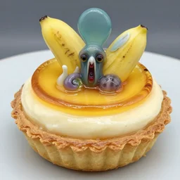banana creme brulee , a pastel by Lisa Frank, trending on cgsociety, rasquache, biomorphic, trypophobia, lovecraftian