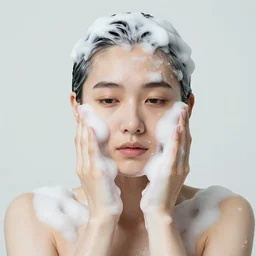 a person bathing in bleach, portrait photograph