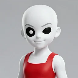 in the style of Rafael Albuquerque, very Pale white skin, Domino marvel comics, asymmetrical black spot over left eye, wearing a red dress, smile