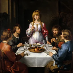 cirno from touhou preparing the home for guests for dinner, painting by raphael, by botticelli renaissance style, dark shadows, detailed