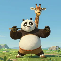 a wholesome photo of a giraffe in kungfu panda style, studio ghibili, pixar art, animation, detailed