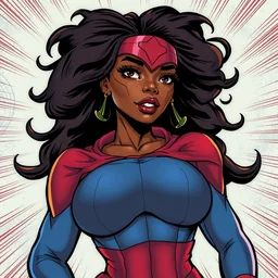 super hero african american woman, comic art book,