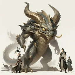 detailed concept art of a giant dragon fish character with huge horns by cheng yi and luolin, artstation, artstationhd