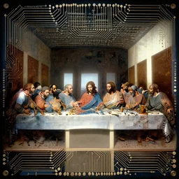 last supper in circuit board style, highly detailed