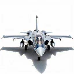 luxurious fighter jet, professional product shot, isolated on a pure white background, centered, entire object in frame, sharp focus, soft studio lighting