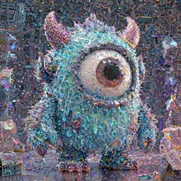 a cute one - eyed monster in cyberpunk style, highly detailed, mega detailed,