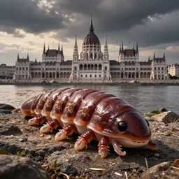 ultrarealistic photography of tardigrade on budapest