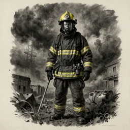 asset sheet, material study ( caricature ) fireman by ( by mark ryden ) dark foreboding