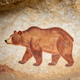 paleolithic cave painting of anthropomorphic bear