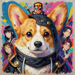 beautiful anime painting of corgi assassin god, by noah bradley, patrick woodroffe, posuka demizu, qing han, trending on artstation, 8 k, masterpiece, graffiti paint, fine detail, full of color, intricate detail, golden ratio illustration, face enhance