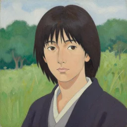 a portrait painting of a character in a scenic environment, texture by nobuhiko obayashi