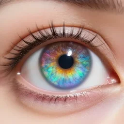 eyes with iris in rainbow colors