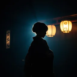 naro rinri wearing a kimono, dramatic lighting