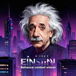 “ einstein, cyberpunk art by vincent lefevre, behance contest winner, altermodern, cityscape, synthwave, matte painting ”