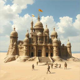 ultra realistic sand palace drawing by karl kopinski kim jung giu and weta studio, and lucasfilm and jesper ejsing and norman rockwell greg rutkowski frank frazzeta