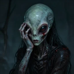 depression portrait as alien, horror art