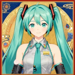 thangka portrait of hatsune miku