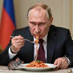 angry president volodymyr putin with spaghetti from a mouse, detailed, volumetric light, sharp focus, highly detailed, by goro fujita ilustration artstation