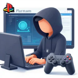 Playstation 1 screenshot of a software developer, hacker style
