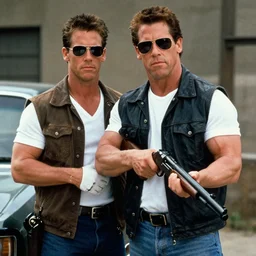 film still of John Cena as Nada in Bank scene wearing sunglasses with shotgun in They Live 1988