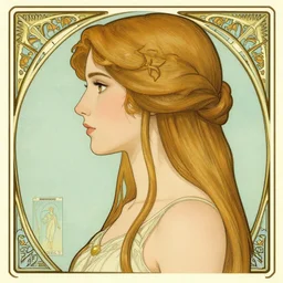 side profile portrait, imogen poots paladin, by martine johanna, artgerm, yoann lossel, jakub rebelka. art nouveau neo - gothic tarot card by mucha. dota. swirly intricate linework background. gaudy colors, sharp edges. ultra clear detailed. 8 k. elegant. octane render