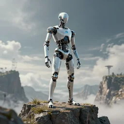 a man made of nano machines standing on a cliff, sci-fi digital art, trending on Artstation, 4k, detailed