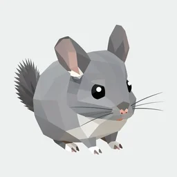 low polygon isometric view of a chinchilla