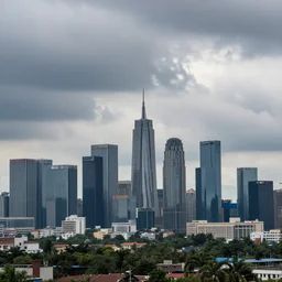 various industries on the horizon on a cloudy day, photorealistic, dynamic light, ultra detailed