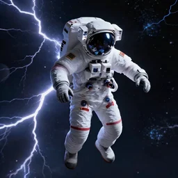 an astronut floating in space, dynamic lightning, unsettling, morbid, artstation