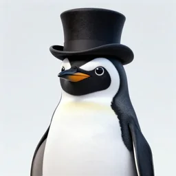 A penguin wearing a tophat, photo, trending on artstation