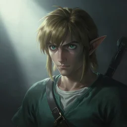 a painting of jeremy mann, a close up view of link with hes ocarina of time, dramatic vignette, dramatic spot light, dreamy, misty, desaturated, ominous, unsettling, creepy