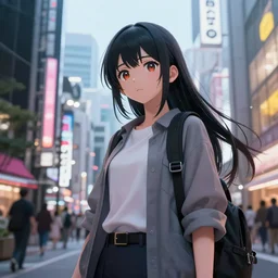 3 d vfx, art of girl in the city of akihabara, cinestill 8 0 0 t photograph, unreal engine render, digital illustration, illustration style by mike winkelmann, sharp, intricate detail, volumetric light, ray tracing, soft light
