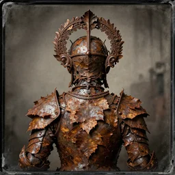 rusted tintype portrait of realistic armour made of leaves, seen from behind dramatic light, dystopian environment, intricate, elegant, highly detailed, centered headdress, artstation, sharp focus, artgerm, tomasz alen kopera, peter mohrbacher, donato giancola, joseph christian leyendecker, wlop, boris vallejo, frank frazetta