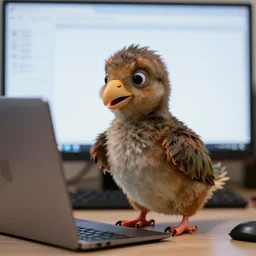 a dodo playing on pc, real photo, photorealistic