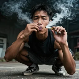 a really fast guy smoking a joint