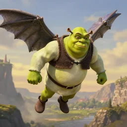 shrek is flying on a nazgul, 8 k