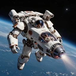 a god machine versus a human in a space ship