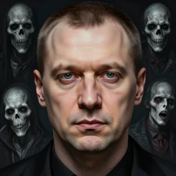 dmitry medvedev face is recognizable, dmitry medvedev is cryptkeeper from tales from the cryptkeeper, awe face, toothless horror macabre face, by donato giancola and greg rutkowski and wayne barlow and zdzisław beksinski, realistic face, digital art