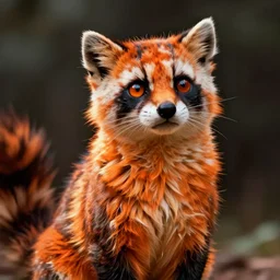 Digital furry (fandom) art of an orange and black ringtail, anthropomorphic furry character