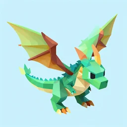 isometric low - poly dragon