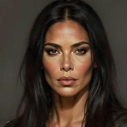 beautiful, very strong, naomi campbell, middle aged, face, no makeup, no tattoos, warrior, battle hardened, head shot, fantasy, highly detailed, digital painting, artstation, concept art, smooth, sharp focus, illustration, art by jodie muir and brom
