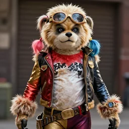 jabba the hutt dressed in harley quinn ’ s clothes, hyper detailed, ultra realistic, photograph