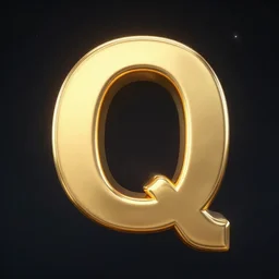 letter q in gold style on space background, highly detailed